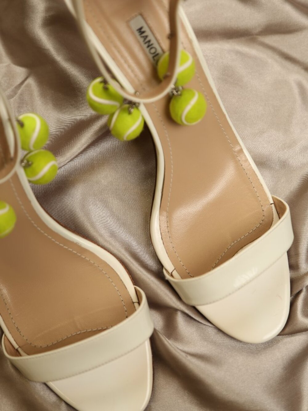Manolo Blahnik (Tennis) White Patent Leather Sandals - Picture 13 of 16